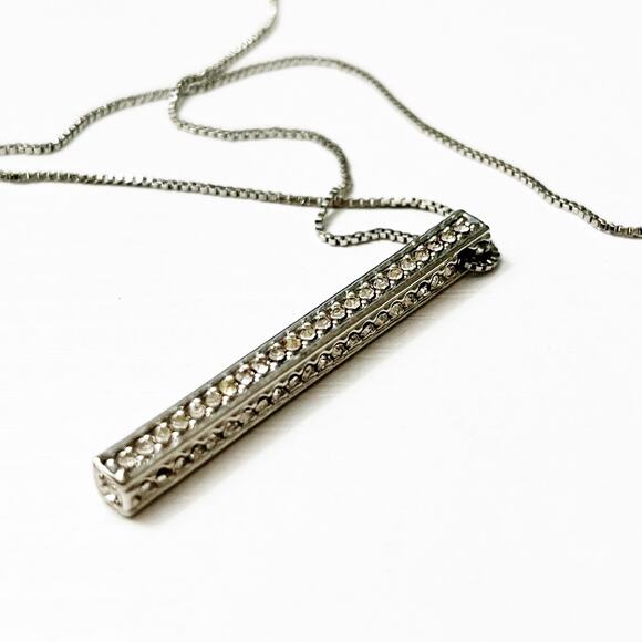 Chico’s Silver Crystal Bar Necklace - Picture 5 of 7